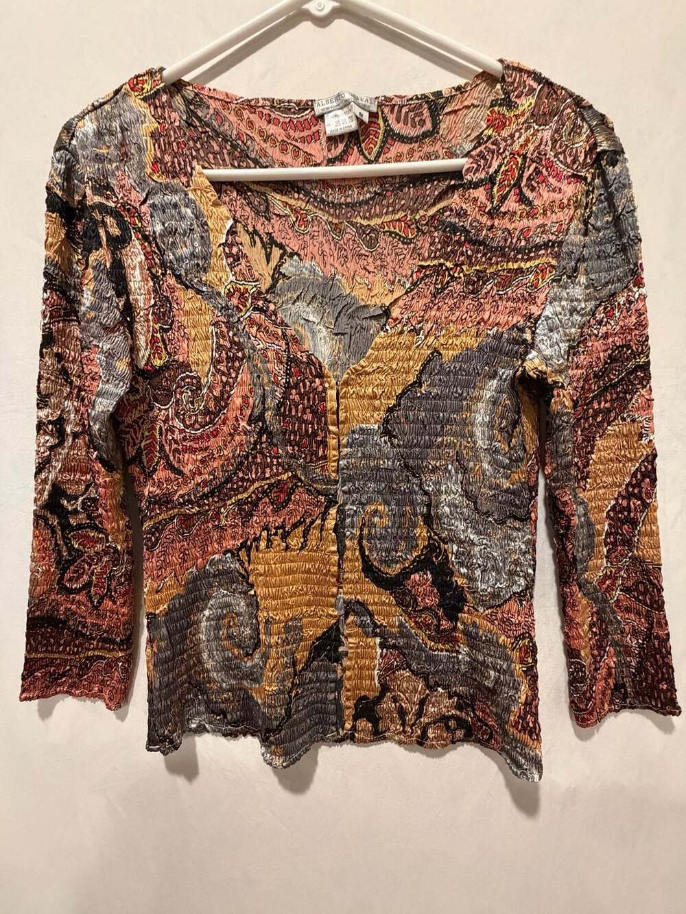 Alberto Makali Cardigan Y2K Top Fairycore Hook Crinkle Sheer Sequins Mixed L